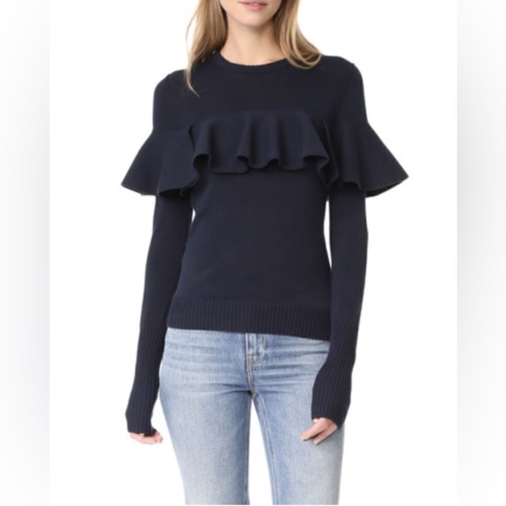 Apiece Apart Long Sleeved Navy Knit Ruffle - Picture 2 of 10